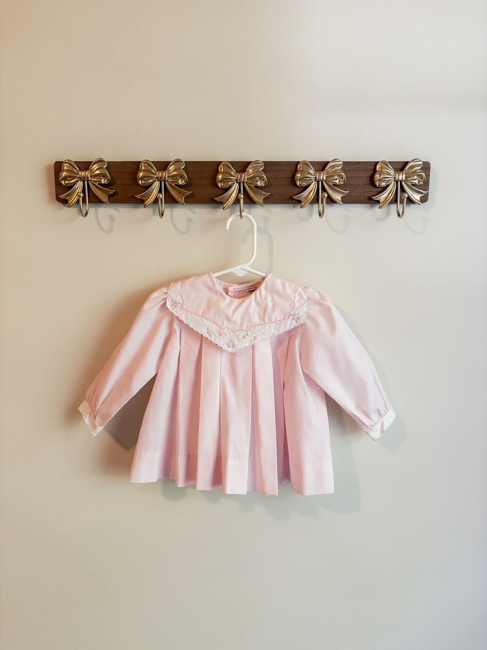 Petit Ami Pink Toddler Dress Size 3-6 monthsPuff Sleeve Embroidered Collar